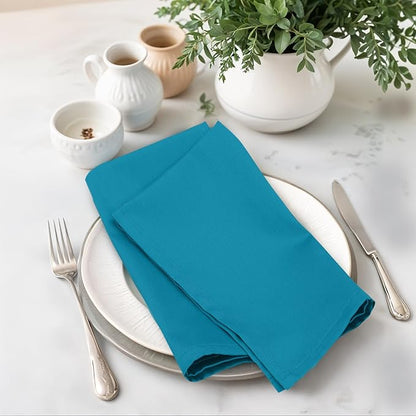 Zoyer Cloth Napkins Set of 12, 18x18 Inches Cotton Enrich Napkins Cloth ‎Washable, Soft & Durable Dinner Napkins for Parties, Wedding, Christmas, ‎Thanksgiving & Everyday Use - Teal