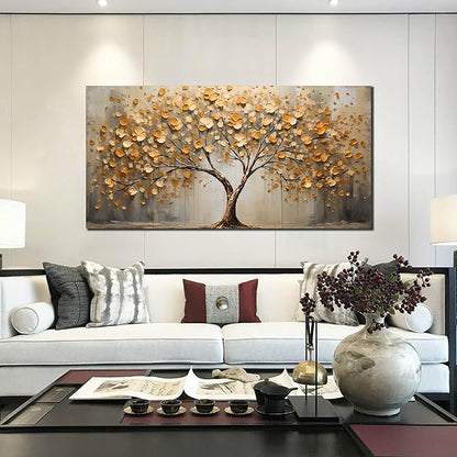 Gold Tree Pictures Wall Art for Living Room - Large Abstract Canvas Wall Art for Office - Modern Bedroom Decor for Wall Ready to Hang Size 29" x 59"