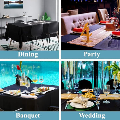 VidaFete Tablecloth 60 * 120inch 2pack Rectangle Table Cloth Polyester, Stain Wrinkle Resistant Dining Table Cover for Kitchen Dinning Party Wedding Rectangular Tabletop Buffet Decoration (Black)