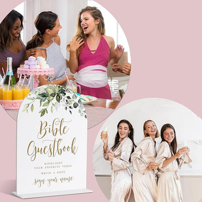Bible Guestbook Sign, Greenery Gold Bridal Shower Decorations, Wedding Guest Book Alternative, Wedding Signs for Ceremony and Reception, Engagement Party Decor, Wedding Table Acrylic Decor - 37