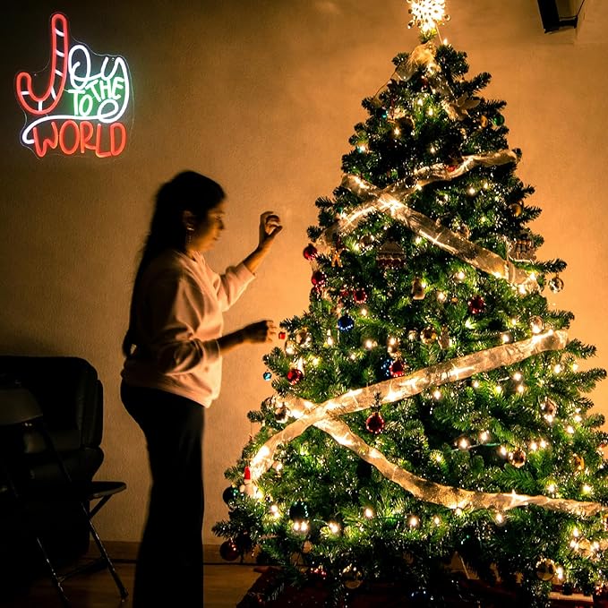 Joy To The World Neon Sign Christmas Neon Light Jesus LED Neon Lights Signs Christmas Cane Neon Wall Light Joy Neon Light Up Signs for Bedroom Party Home Church Christmas Decor Gifts