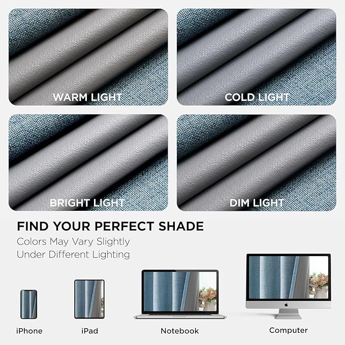 Joydeco Blackout Curtains 90 Inches Long 2 Panels Burg, Room Darkening Curtains for Bedroom, 100% Black Out Textured Thermal Drapes Privacy Protection 2 Panels Set(W52 x L90 Inch, Sky Blue)