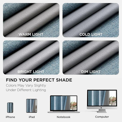 Joydeco Light Blue Blackout Curtains 108 Inches Long, Extra Long Curtains 108 Inch Length 1 Panel for Bedroom, Thermal Insulated Linen Black Out Curtains with Grommets(100x108, Light Blue)