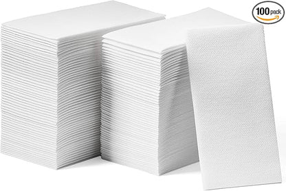 100-Pack Disposable Guest Towel Paper Napkin - 12" x 17" Disposable Cloth-Like Guest Towels - Soft And Absorbent Tissue Paper For Bathroom, Kitchen Or Event