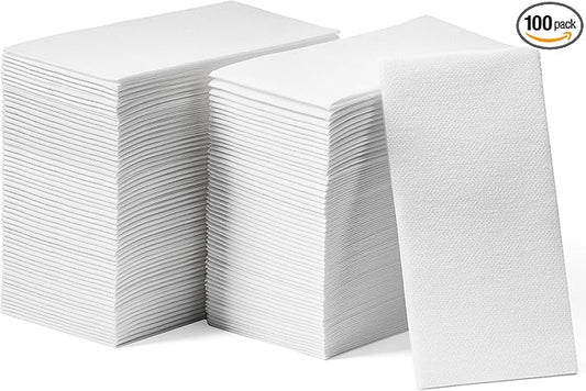 100-Pack Disposable Guest Towel Paper Napkin - 12" x 17" Disposable Cloth-Like Guest Towels - Soft And Absorbent Tissue Paper For Bathroom, Kitchen Or Event