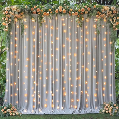 Tao-Ge 10x10 Silver Grey Backdrop Curtain for Parties Wedding Wrinkle Free Silver Grey Photo Curtains Backdrop Drapes Fabric Indoor and Outdoor Decoration for Birthday Party 5ft x 10ft,2 Panels