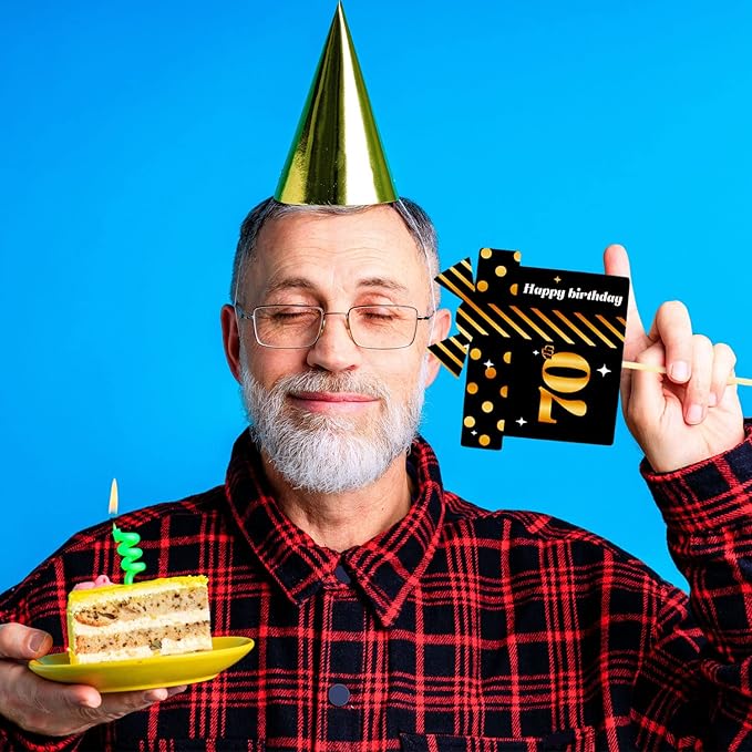LINGTEER Happy 70th Birthday Party Photo Booth Props,Cheers to 70th Birthday Seventy Years Old Bday Party Centerpieces Props Decorations Sign.