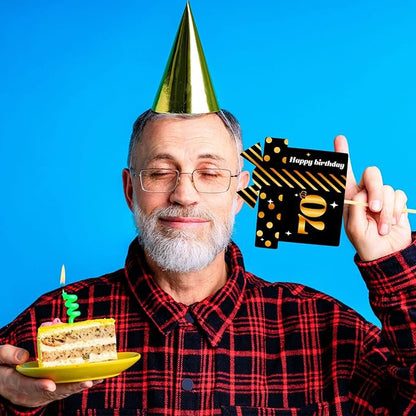 LINGTEER Happy 70th Birthday Party Photo Booth Props,Cheers to 70th Birthday Seventy Years Old Bday Party Centerpieces Props Decorations Sign.