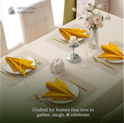 Mustard Yellow Cloth Napkins 18 x 18 Inch, 6 Pack - Absorbent, Durable, Reusable, Soft, Washable - Hemstitch Mitered Edges - Perfect for Baby Showers, Fall Dinners, Events, Everyday