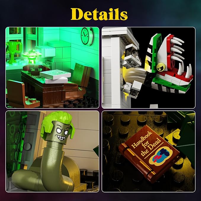 Horror Movie Beetle House Halloween Building Blocks Set, Betelgeuse Sandworm Monster Lydia Deetz Toys Compatible with Lego, Creative Birthday Decor Gift for Film Fans 18+ Adult (1851pcs)