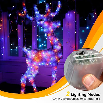 4 Pack 240LED Halloween Fairy Lights Battery Operated - 20FT Twinkle Lights with 2 Lighting Modes Indoor, Waterproof Led Fairy String Lights for Christmas, Bedroom, Dorm, DIY Decor, Purple & Orange