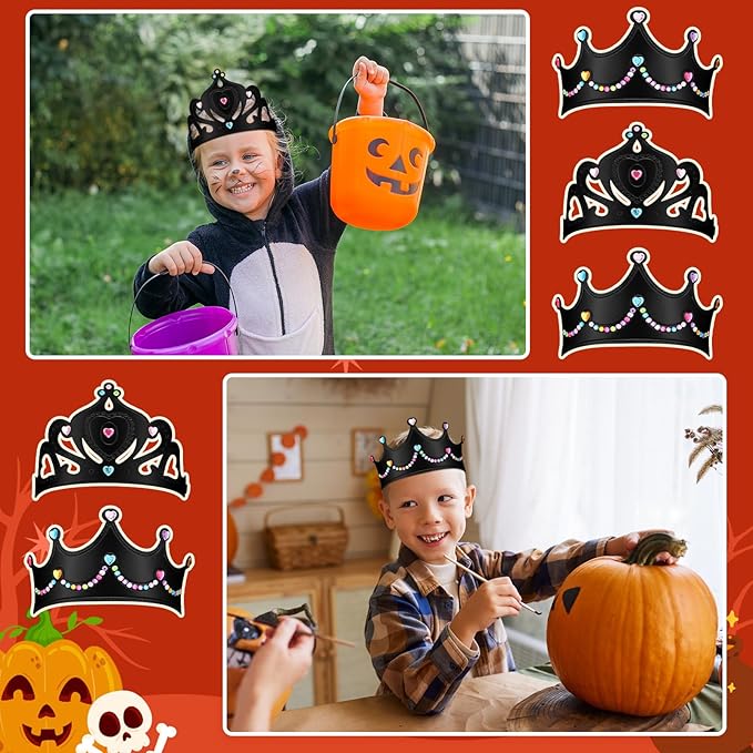 Yaomiao 44 Pcs Foam Crowns for Kids Princess Tiaras Crowns Bulk Diamond Sticker Making Kits for Birthday Party Supplies