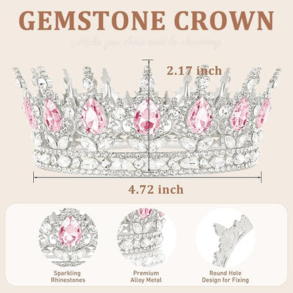 Gold Crown for Women, Crystal Queen Tiaras Headband Wedding Bridal Hair Accessories, Birthday Party Prom Cake Topper