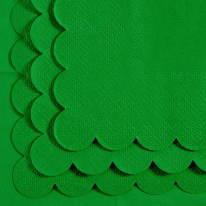 200 Pack Cocktail Napkin 2-Ply Scalloped Edged Dessert Napkins Folded 5 x 5 Inches Disposable Napkins for Dinner Wedding Birthday Party Bridal Anniversary Reception Event (Green-2)