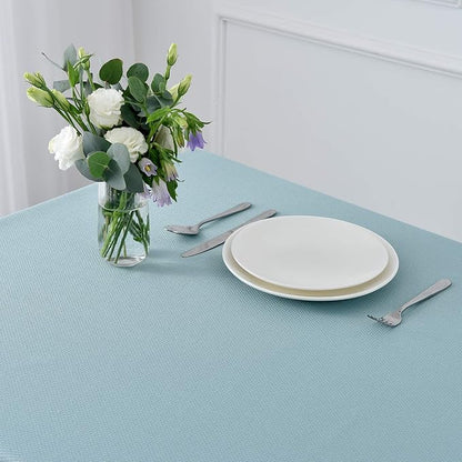 maxmill Rectangle Textured Tablecloth Waterproof Spillproof Wrinkle Free Table Cloth, Kitchen Dinning Tabletop Decoration, Fabric Table Cover for Outdoor and Indoor Use, 52 x 70 Inch, Dusty Blue