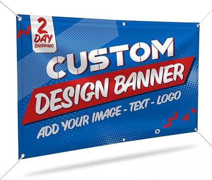 Custom Banners and Signs for Indoor Outdoor w/Any Image, Logo & Text Vinyl Banner | 5 Theme, 15 Font & 25 Background Options | Personalized Banners - 3x9