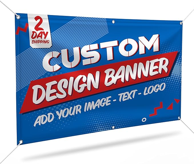 Custom Banners and Signs for Indoor Outdoor w/Any Image, Logo & Text Vinyl Banner | 5 Theme, 15 Font & 25 Background Options | Personalized Banners - 1x4