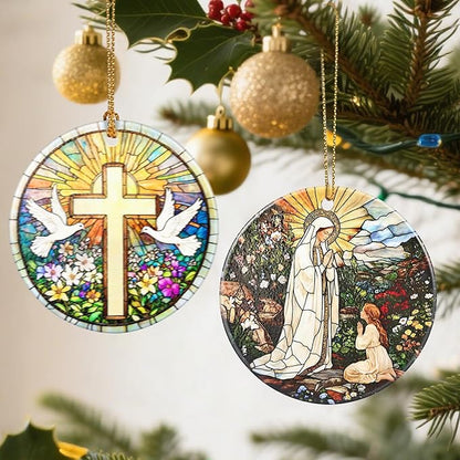 Lady of Lourdes Christmas Ornaments: Christmas Tree Ornaments, Virgin Mary Religious Holiday Decor, Catholic Home Decor, Stocking Stuffers, Gift Ideas, Religious Gifts & Faith Gifts for Christian