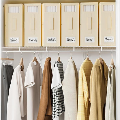 SheetCube Bed Sheet Organizers and Storage 8 Pack, Foldable Linen Closet Organizer with Window and Label, Bedding Folder Storage Box Container for Blanket, Duvet Cover Set, Bed Sheet Set - Beige