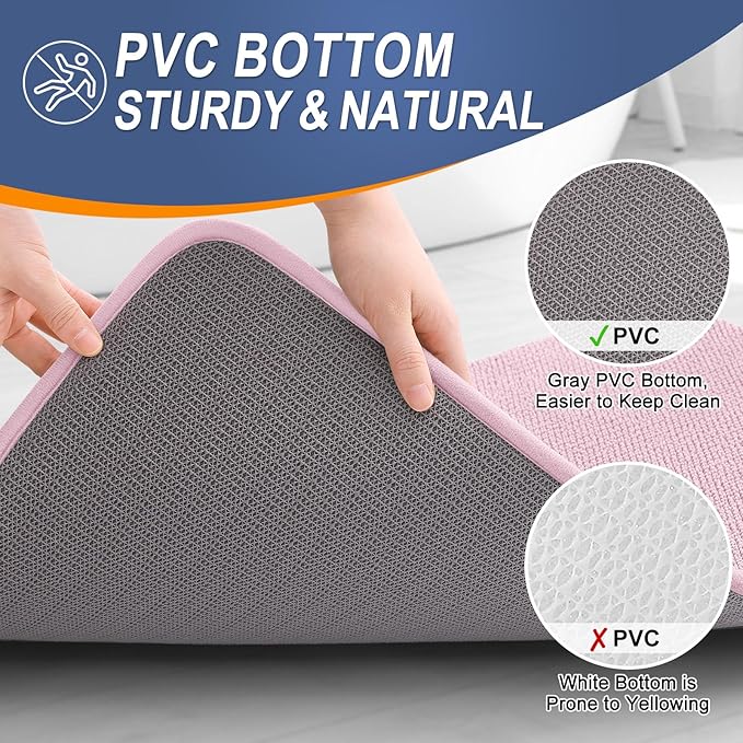 OLANLY Thick Memory Foam Bath Mat Rug 47x24, Extra Soft Absorbent Bathroom Rug, Quick Dry Bath Mats, Non-Slip, Machine Washable Carpet for Bathroom, Tub and Shower, Home Decor Accessories, Dusty Rose