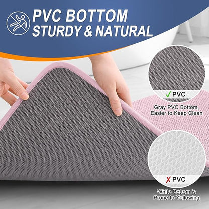 OLANLY Thick Memory Foam Bath Mat Rug 44x24, Extra Soft Absorbent Bathroom Rug, Quick Dry Bath Mats, Non-Slip, Machine Washable Carpet for Bathroom, Tub and Shower, Home Decor Accessories, Dusty Rose