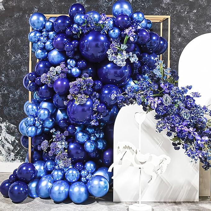 PartyWoo Metallic Blue Balloons 50pcs 5 Inch Small Mini Chrome Blue Latex Balloons for Graduation Wedding Baby Shower Engagement Baby Shower Wedding Bachelorette Birthday Party Decorations Blue-G106