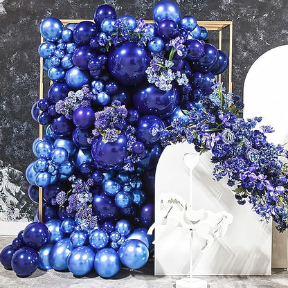 PartyWoo Metallic Blue Balloons 50pcs 5 Inch Small Mini Chrome Blue Latex Balloons for Graduation Wedding Baby Shower Engagement Baby Shower Wedding Bachelorette Birthday Party Decorations Blue-G106