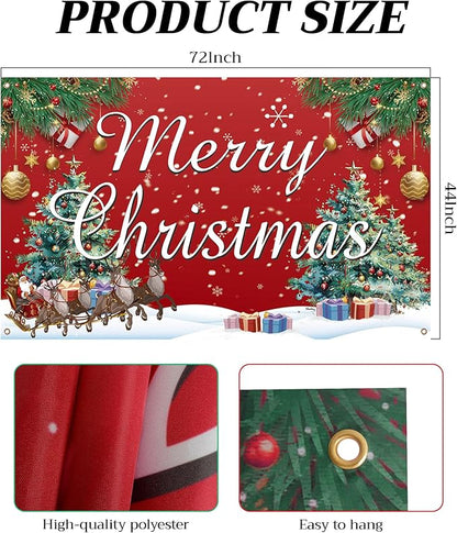 HOOSUN Christmas Decorations,72 x 44 Inch Merry Christmas Backdrops for photography,Xmas Banners Party Decorations,Xmas Photo Booth Backdrop Party Banner for Wall,Yard,Garage