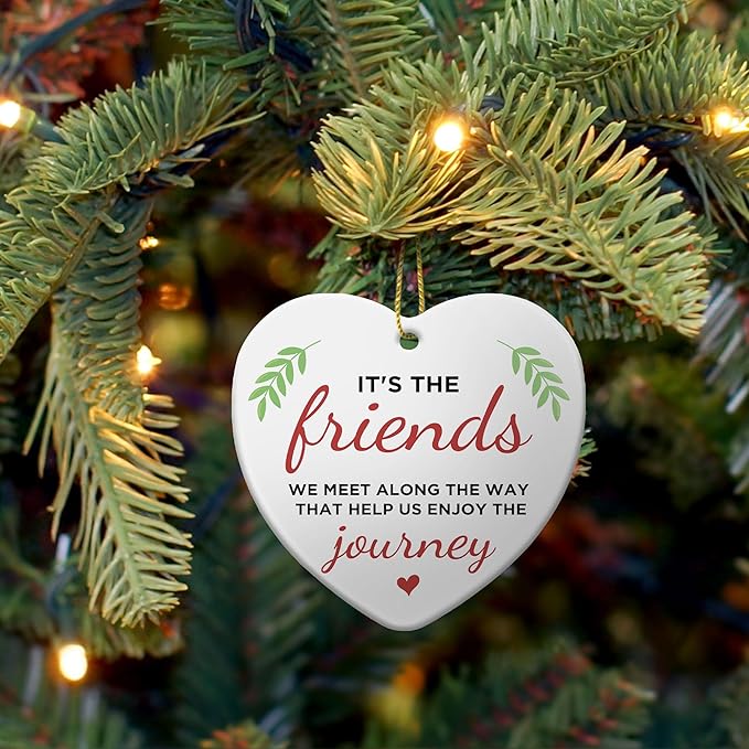 Friendship Christmas Ornament for Best Friend,Sister Friendship Gifts for Women Sisters Soul Friends Bestie BBF,Ceramic Good Friends Keepsake Ornament Gift for Christmas Decoration Birthday Ideas