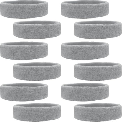 12 Sweatbands Cotton Sports Headbands Terry Cloth Moisture Wicking Athletic Basketball Headband by Kenz Laurenz