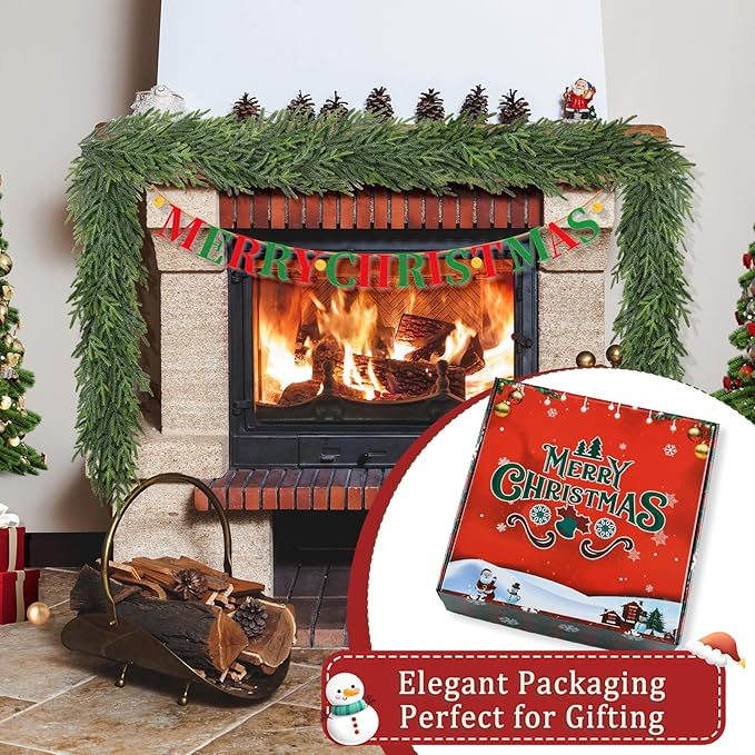 9FT Christmas Pine Garland - Real Touch Green Garland - Artificial Realistic Cedar Garlands for Mantel, Staircase, Tabletop - Indoor Outdoor Winter Christmas Decor