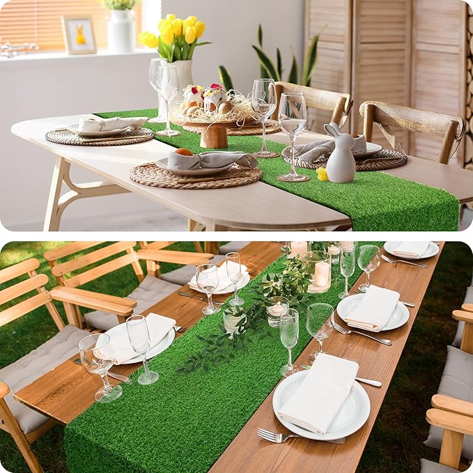 Grass Table Runner, 12" x 108" Easter Table Runner, Easte-Table- Decorations-Indoor, Fake Grass Decor: No Shedding & No Mess, Turf Table Tunner for Easter, Golf, Football, Birthday, Wedding Parties