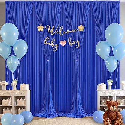 8 Panels Royal Blue Backdrop Curtain for Wedding Parties Wrinkle Free Blue Photo Curtains Backdrop Drapes Fabric Decoration for Birthday Party Baby Shower 40ft(W) x 10ft(H)