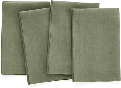 Solino Home Linen Napkins Set of 4-100% Pure Linen Oil Green Dinner Napkins Cloth 20 x 20 Inch for Fall, Autumn, Christmas, New Year - Fete, Handcrafted and Machine Washable