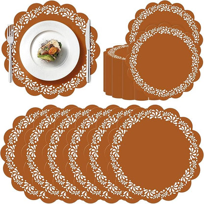 100 Pcs Platos De Barro Mexicanos Paper Placemats 13.5 Inches Cielito Lindo Party Decoration Disposable Scalloped Cinco De Mayo Paper Placemats for Fiesta Mexican Baby Shower Decor