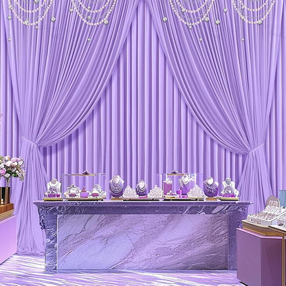 Lavender Backdrop Curtain for Parties Wedding Wrinkle Free Light Purple Photo Curtains Backdrop Drapes Fabric Decoration for Baby Shower Photoshoot 5ft x 7ft,2 Panels
