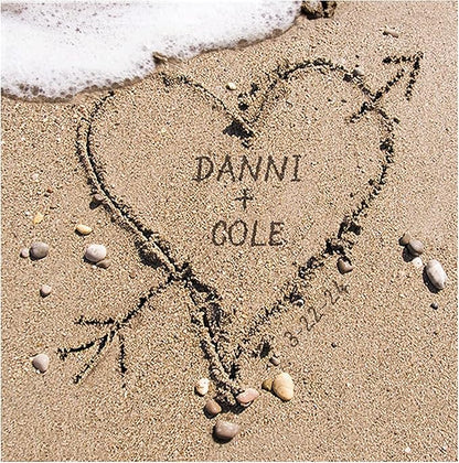 Let's Make Memories Personalized Canvas Wall Art For Couples - Engagement, Wedding, Newlyweds, Anniversary - Home Decor - Heart in Sand - Canvas - 11x11