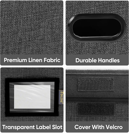BALEINE File Organizer Box with Lid, Collapsible File Folder Organizer with Plastic Slide, Hanging File Folder Box for Office Document Storage (4 Pack, Black)