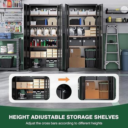 Letaya Metal Garage Storage Cabinets with Lock Door and Adjustable Shelves, Steel Tool Cabinets for Home,Office,Warehouse Organisieren (Black)
