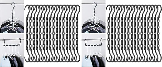 Mr. Pen- Space Saving Hangers for Clothes, 16 pcs, Black, Plastic Multi Clothes Hangers Space Saving, 5 Slots, 360° Rotating Hooks (Pack of 2)