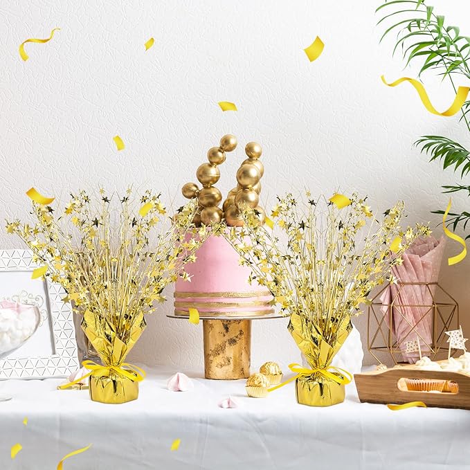 Crowye 18 Pcs Foil Spray Centerpiece Christmas Party Winter Star Table Decoration Burst Metallic Table Centerpieces for Birthday Party Season Holiday(Gold)