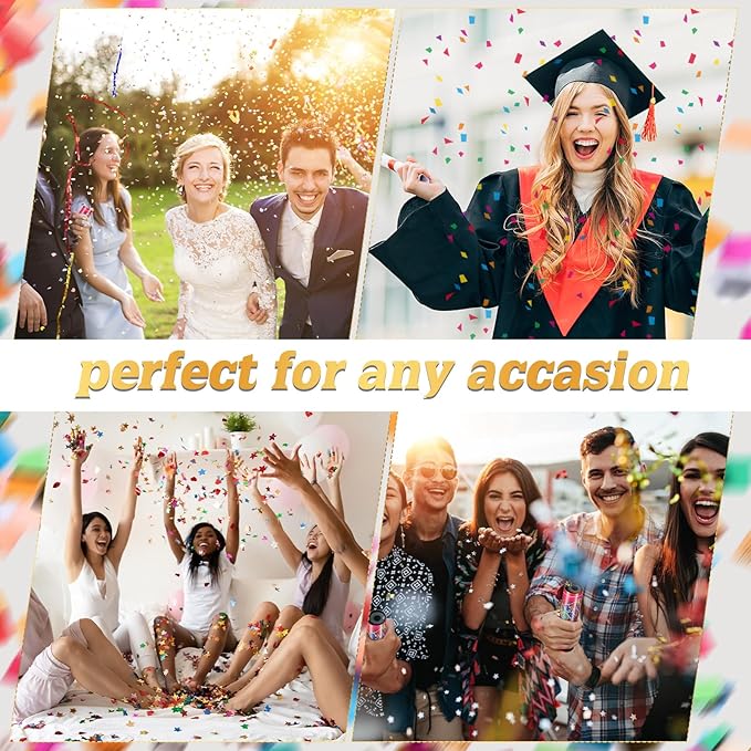 Honoson 48 Pcs Confetti Poppers Cannons Confetti Shooters Air Compressed Cannon for Wedding Birthday Party Bridal Shower Graduation Decoration Favor (4.33 Inch)