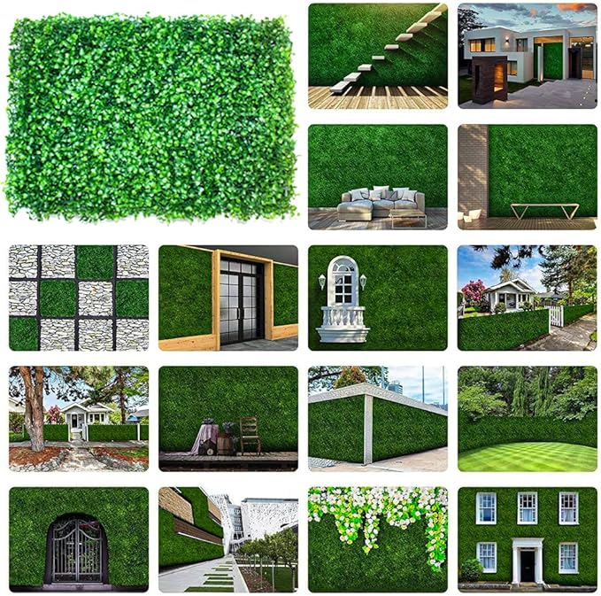 ZXMOTO 24"x16" Artificial Boxwood Hedge Panels 12PCS, Privacy Hedge Screen Faux Boxwood for Outdoor, Indoor, Garden, Fence, Backyard and Decor