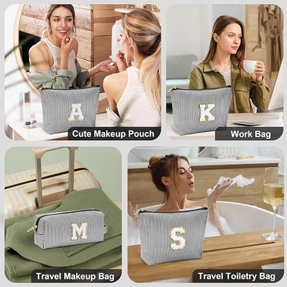 YOOLIFE Mothers Day Gifts - Graduate Gifts for Her Personalized Best Friend Birthday Gifts for Women Her Sister Gifts from Sister Monogram Makeup Bag Cosmetic Bag Toiletry Pouch Make Up Case Black M