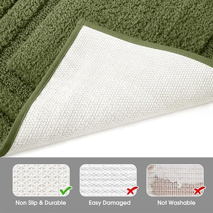 HOMEIDEAS Bathroom Rugs Sets 3 Piece, Super Soft and Absorbent Non Slip Microfiber Toilet Bath Mat with U-Shaped (Sage Green)
