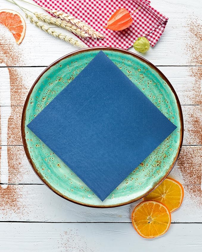Lake Blue Cocktail Napkins 5 * 5inch disposable Beverage Napkin paper for Cocktail, Wedding, Dinner，Birthday Party Dessert Wine Paper Napkins（ 120 Count）