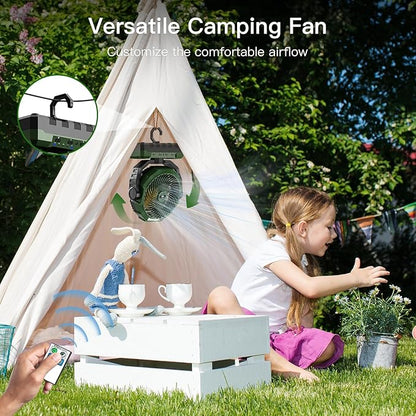 FRIZCOL 3-in-1 Camping Fan - Portable Fans Rechargeable - 24000mAh Detachable Battery Powered Fan with Light & Remote for Indoor, Outdoor, Tent, Travel, Fishing, Jobsite, Gifts for Men Dad Him - Green