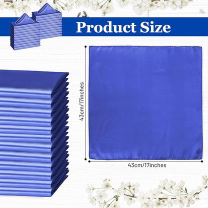 Bailarina 80 Pack Royal Blue Satin Napkins,17x17 Inches Wedding Napkins Square Soft Silky Table Napkins Bulk Decorative Elegant Cloth Napkin for Party Decoration, Banquet,Wedding,Graduation
