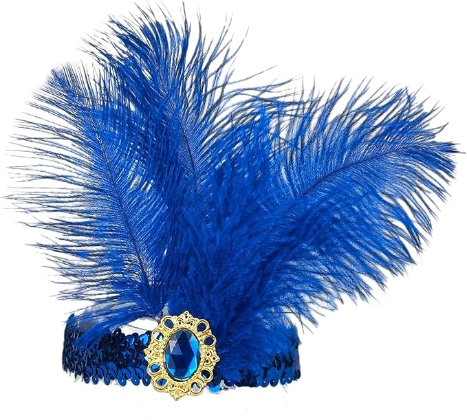 Feather Headpiece Sequins Headbands 1920s Flapper Showgirl Headpieces for Women Girls Carnival Party Accessories