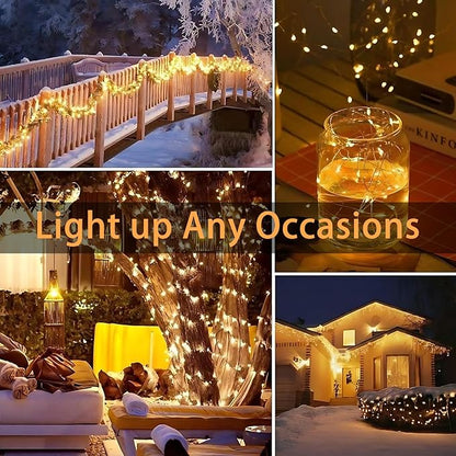 Fairy Lights,Silver Wire String Lights Waterproof,Battery Operated 7FT 20LED Firefly Starry Moon Lights for DIY Christmas Wedding Party Bedroom Decor (Warm White, 24 Pack)